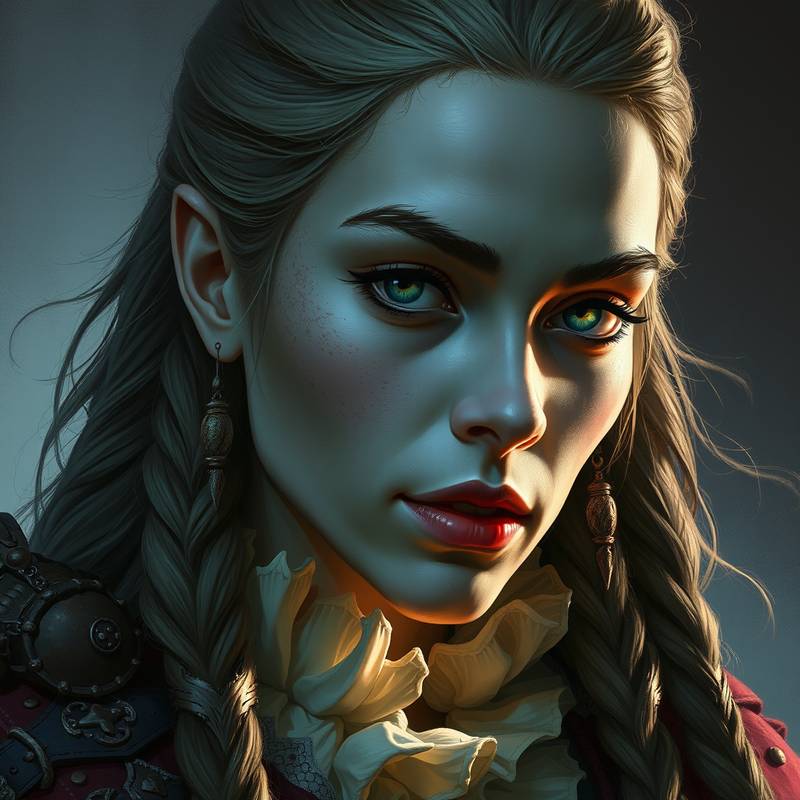A digital painting example by Bronte showcasing a fantasy character with intricate details, demonstrating her expertise in digital art and illustration.